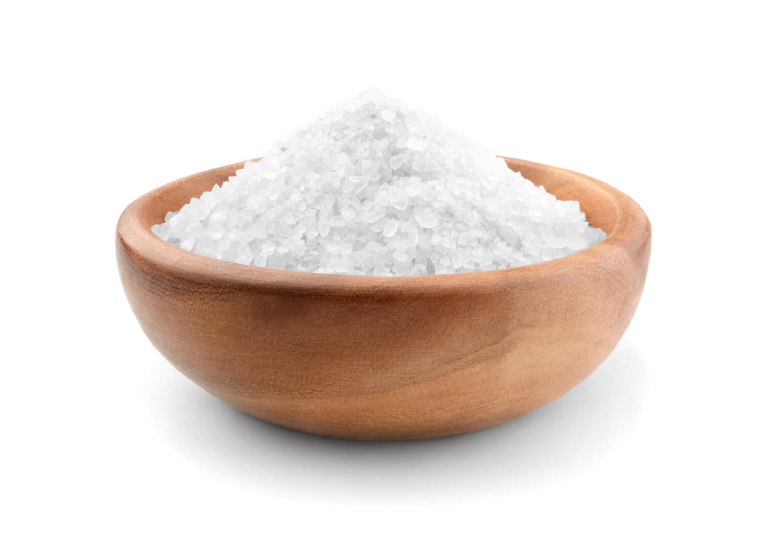 Salt wooden bowl isolated on white